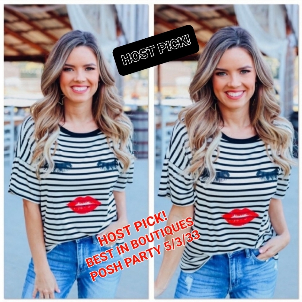 📦 💋💋  Lashes and Lips relaxed tee. 🤩